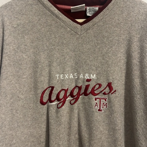 Gray V-Neck Sweater with Aggies Print - Picture 2 of 5